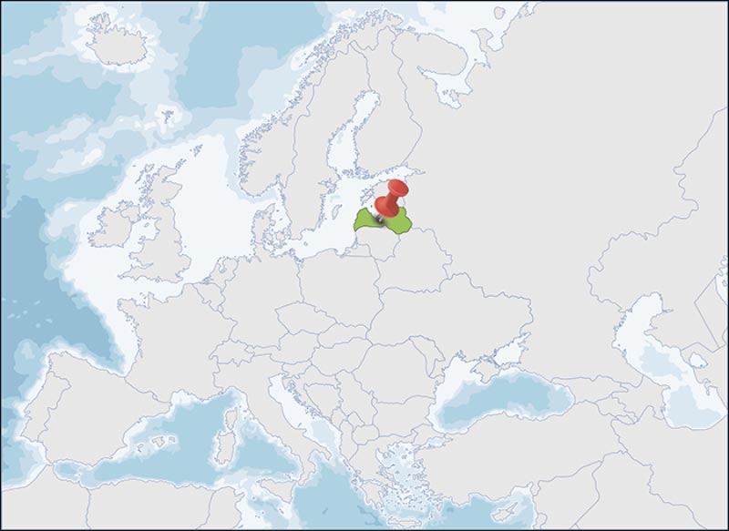 La posizione della Lettonia in Europa