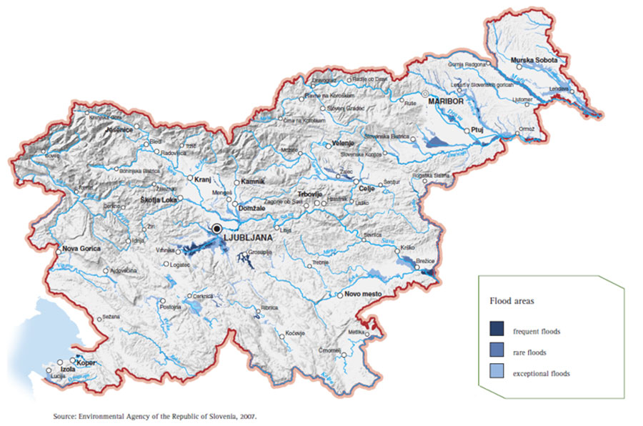 Mappa dei fiumi della Slovenia