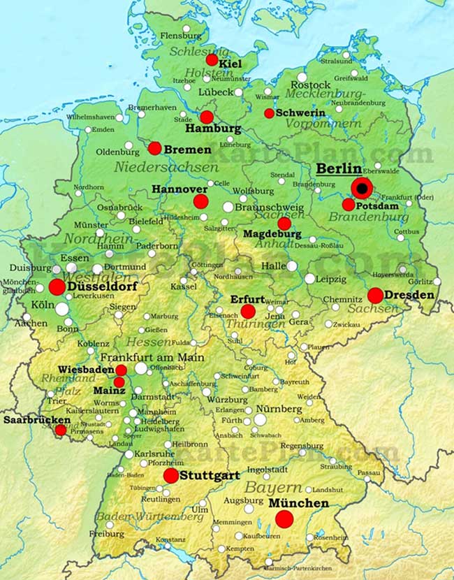 Mappa delle montagne più importanti della Germania