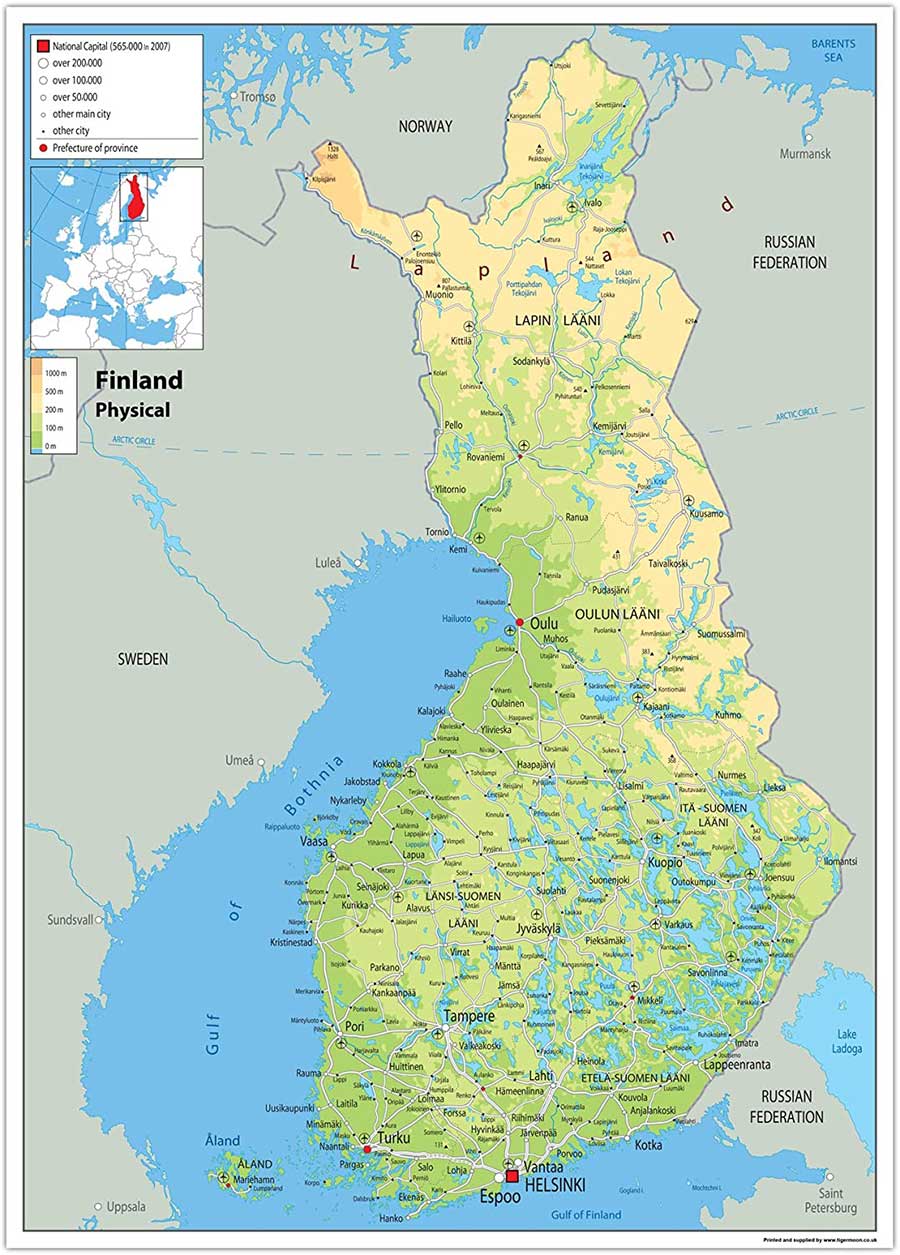Panoramica Finlandia Mappa Atlas Mappa Del Mondo Karte Landkarte ...