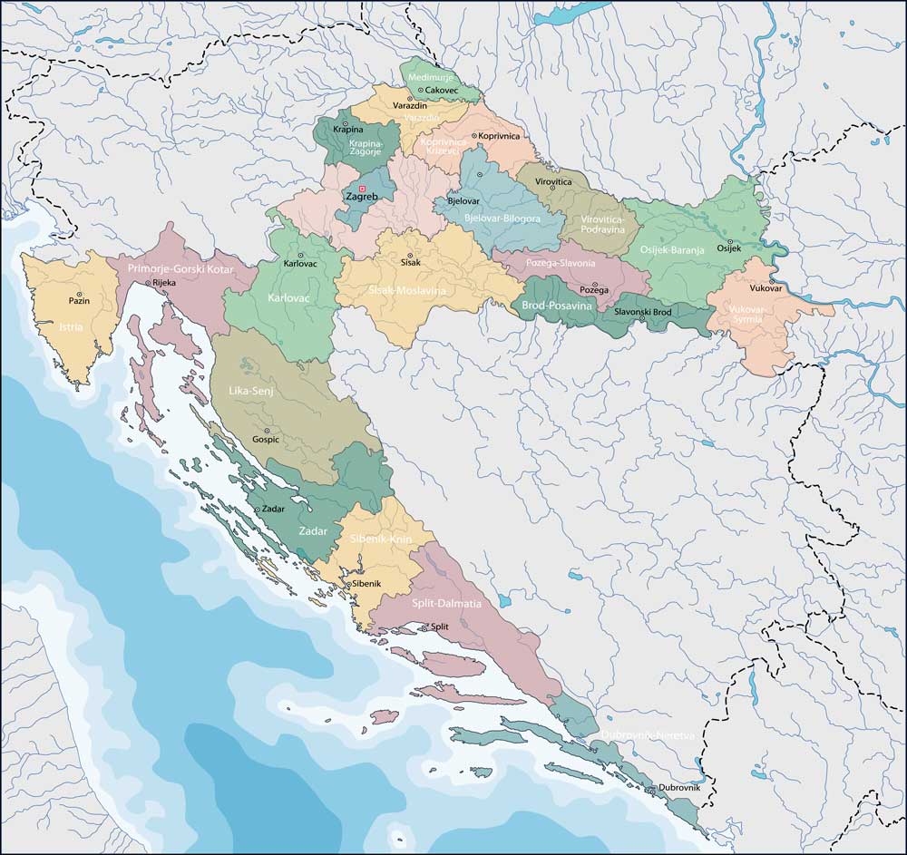 Mappa politica della Croazia