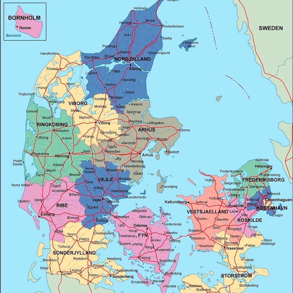 Mappa Politica Danimarca 