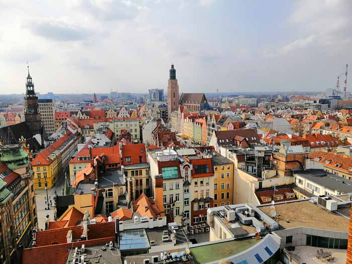 Veduta urbana della città di Breslavia in Polonia