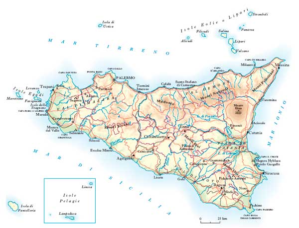 Mappa geografica Sicilia
