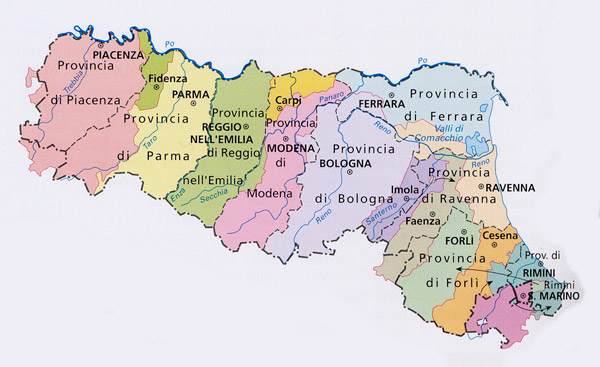 Mappa politica Emilia Romagna